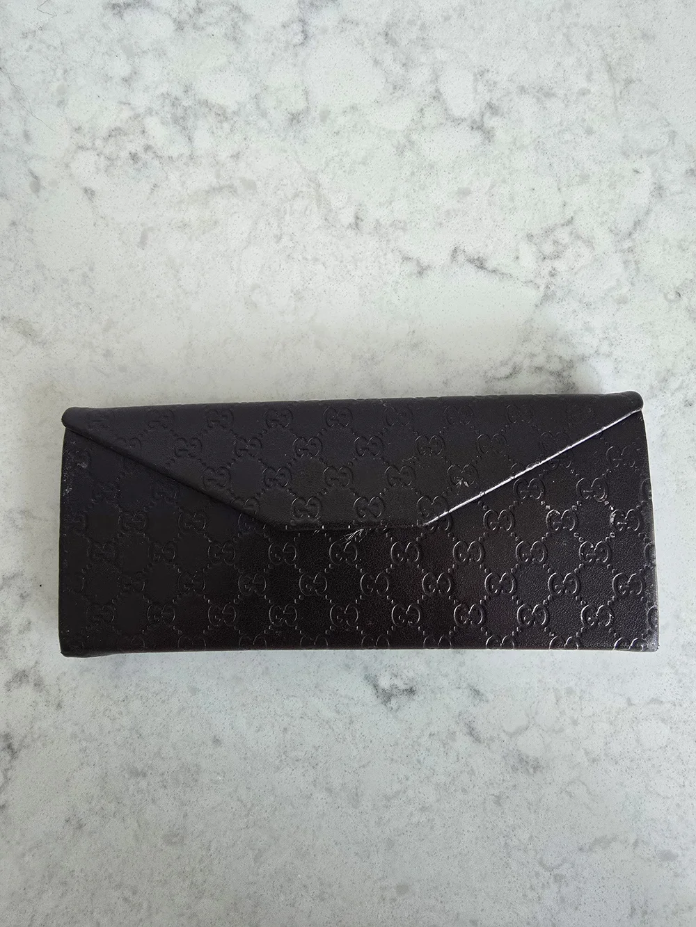 Gucci Brown Embossed GG Envelope Sunglasses Case